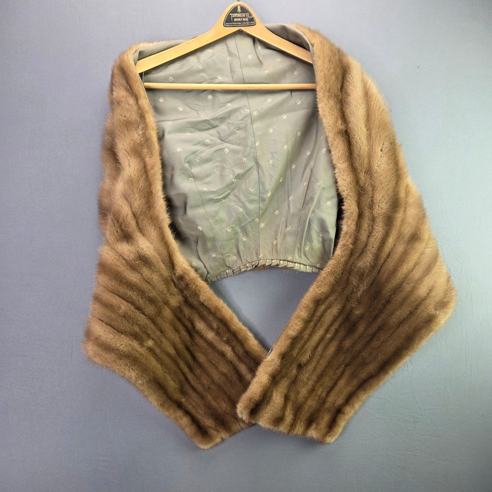 Tartaglia Beverly Hills Vintage Mink Fur Stole Wrap Honey Brown One Size Luxury